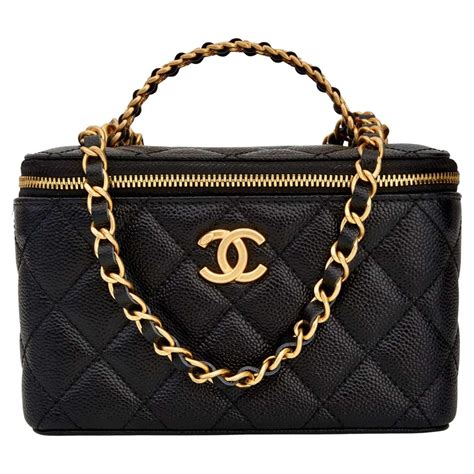 black chanel bottle case|Chanel vinyl vanity bag.